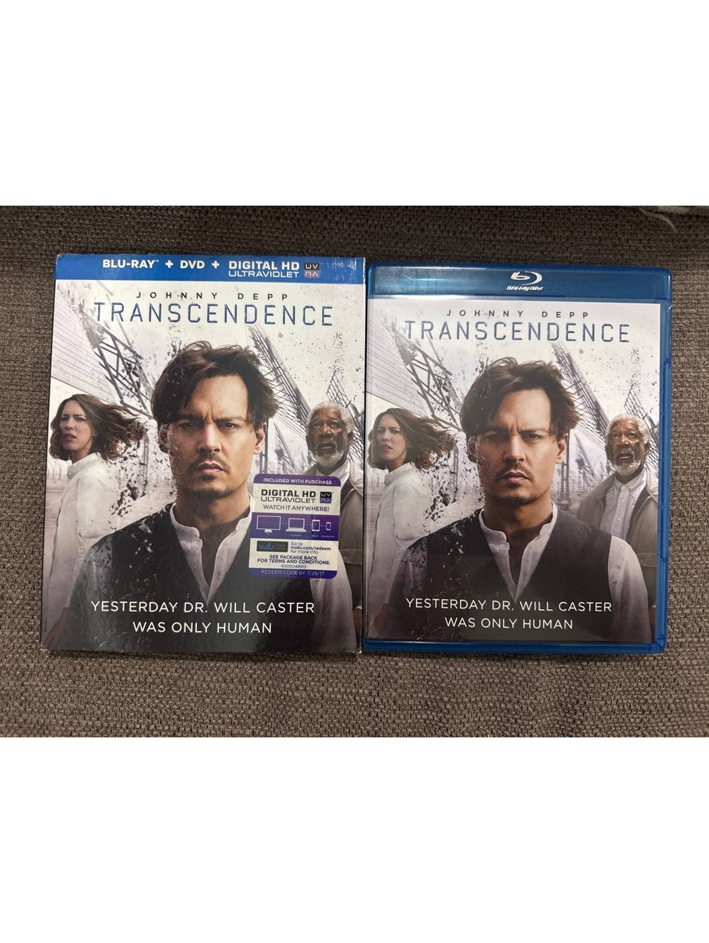 Transcendence (Blu-ray + DVD + Digital HD / UltraViolet, 2014) w/ Slipcover
